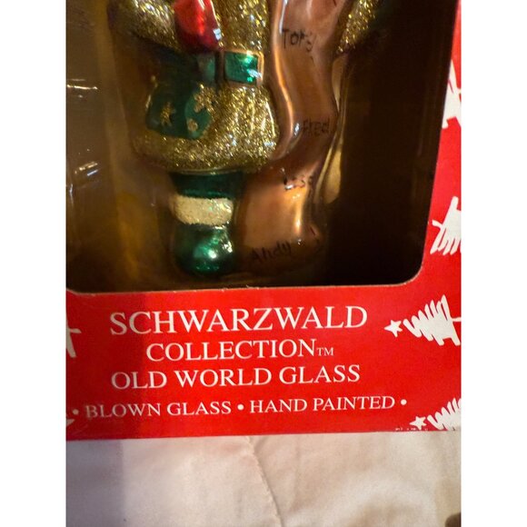 VTG German Schwarzwald Hand-Painted Blown Glass Holiday Santa Ornament Nos gift - Picture 2 of 16